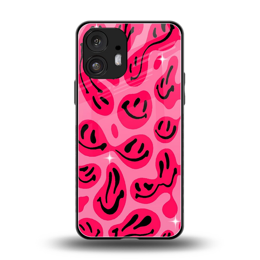 Acid Smiles Pink back phone cover | glass case for nothing phone 2