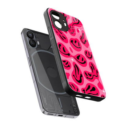 Acid Smiles Pink sleek nothing phone 2 cover with tempered glass back and TPU edges