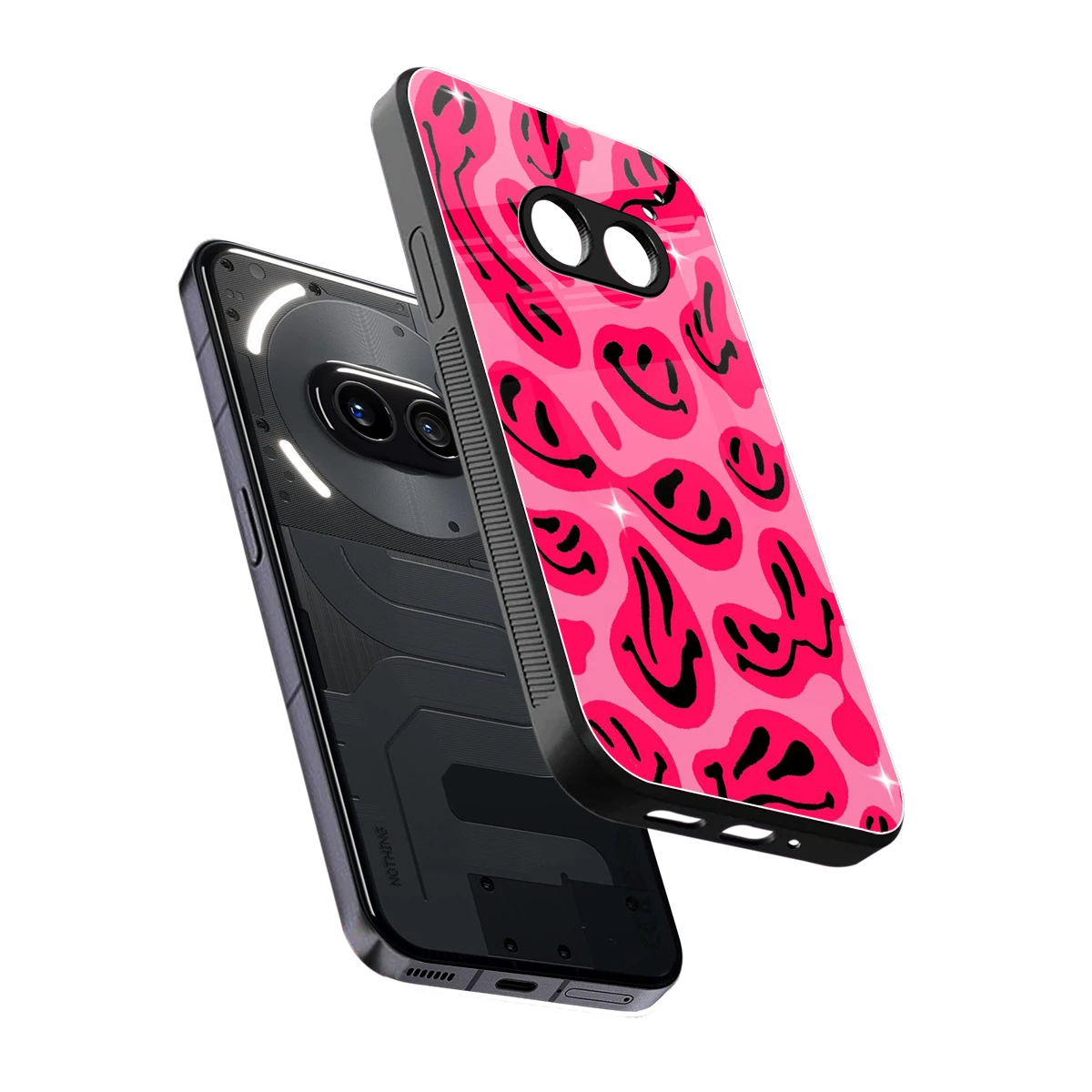 Acid Smiles Pink sleek nothing phone 2a cover with tempered glass back and TPU edges