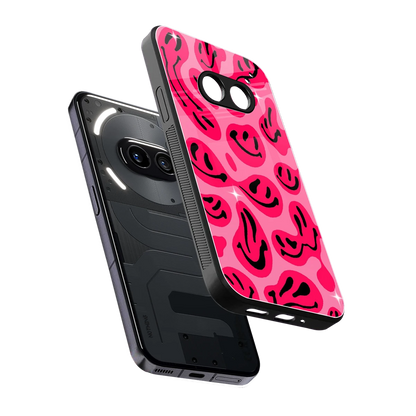 Acid Smiles Pink sleek nothing phone 2a cover with tempered glass back and TPU edges
