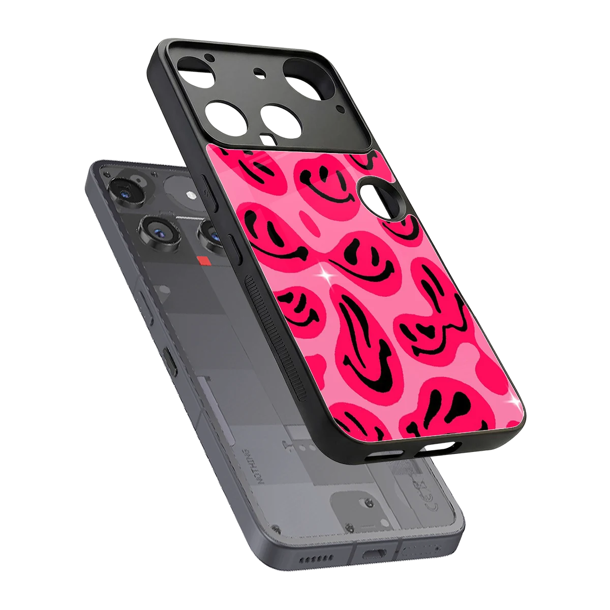 Acid Smiles Pink sleek nothing phone 3 cover with tempered glass back and TPU edges