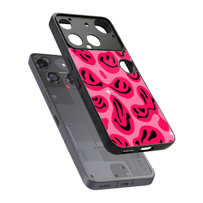 Acid Smiles Pink sleek nothing phone 3 cover with tempered glass back and TPU edges