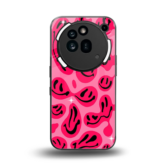 Acid Smiles Pink back phone cover | glass case for nothing phone 3a pro