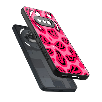 Acid Smiles Pink sleek nothing phone 3a cover with tempered glass back and TPU edges