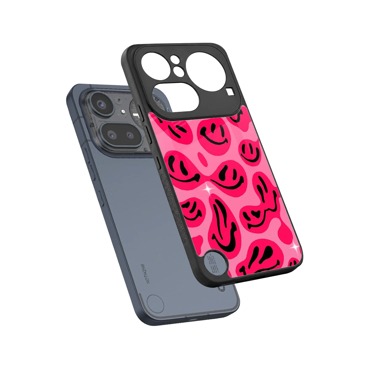 Acid Smiles Pink sleek nothing phone 4a pro cover with tempered glass back and TPU edges