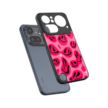 Acid Smiles Pink sleek nothing phone 4a pro cover with tempered glass back and TPU edges