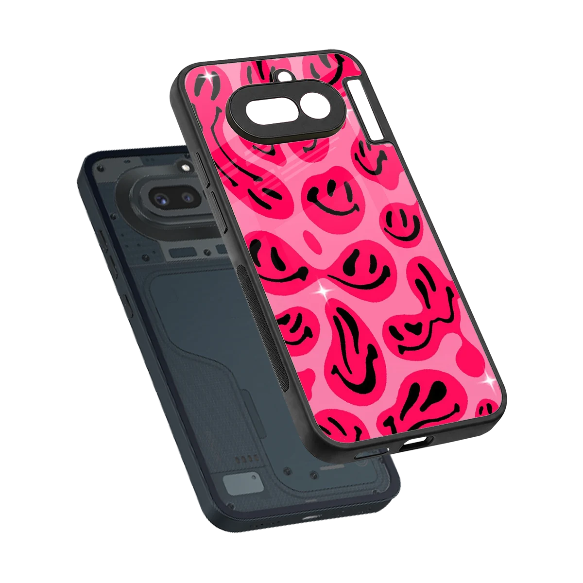 Acid Smiles Pink sleek nothing phone 4a cover with tempered glass back and TPU edges