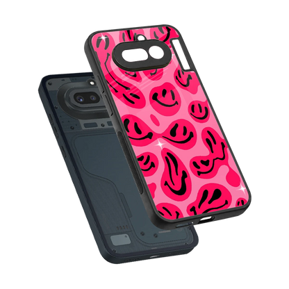 Acid Smiles Pink sleek nothing phone 4a cover with tempered glass back and TPU edges
