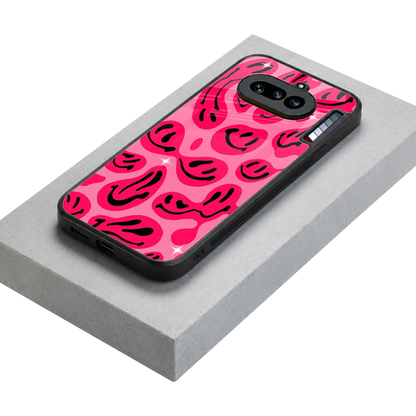 Acid Smiles Pink stylish phone case for nothing phone 4a | glossy glass and slim fit