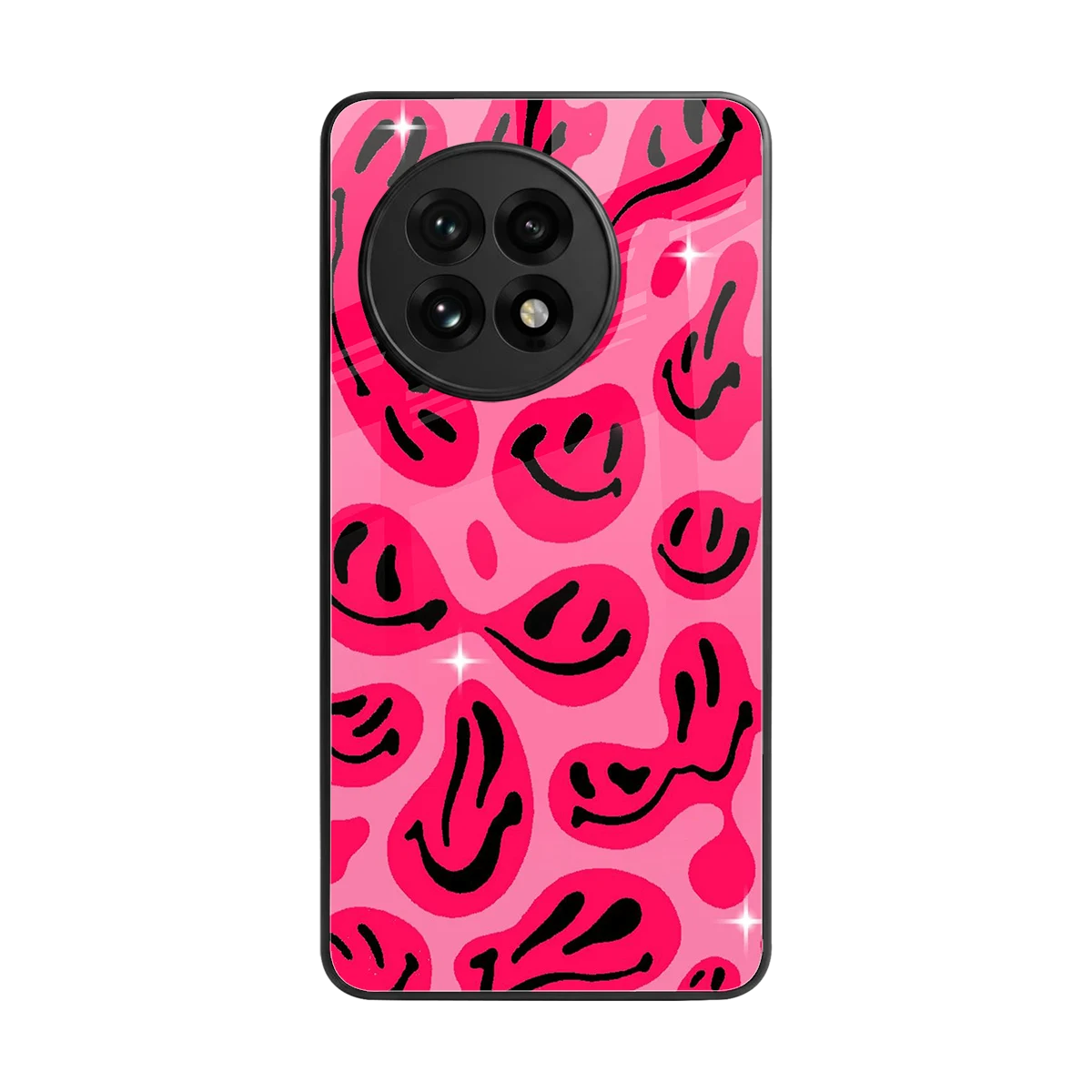 Acid Smiles Pink back phone cover | glass case for oneplus 13r