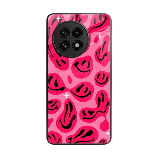 Acid Smiles Pink back phone cover | glass case for oneplus 13r
