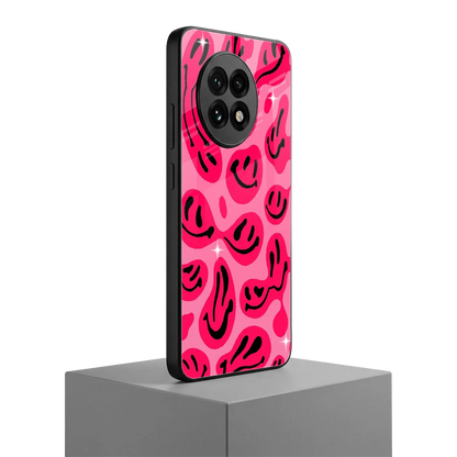 Acid Smiles Pink oneplus 13r mobile cover | shockproof glass phone case