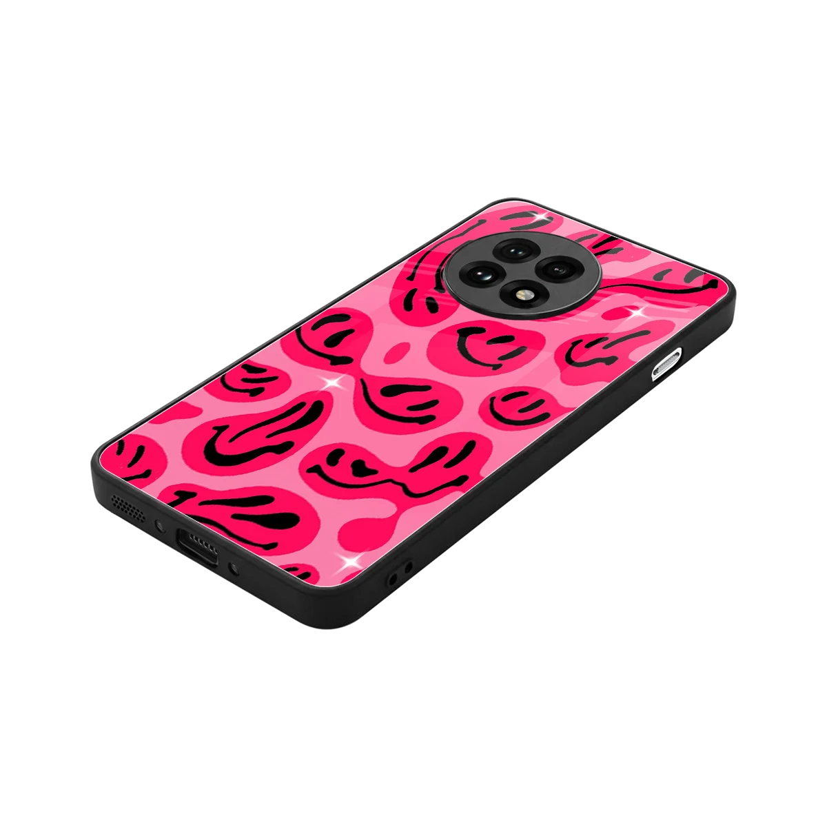 Acid Smiles Pink stylish phone case for oneplus 13r | glossy glass and slim fit