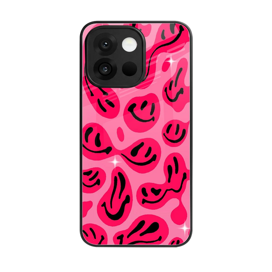 Acid Smiles Pink back phone cover | glass case for oneplus 13s