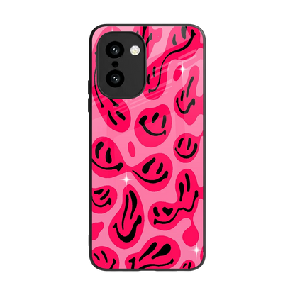 Acid Smiles Pink back phone cover | glass case for oneplus 15r