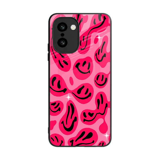 Acid Smiles Pink back phone cover | glass case for oneplus 15r