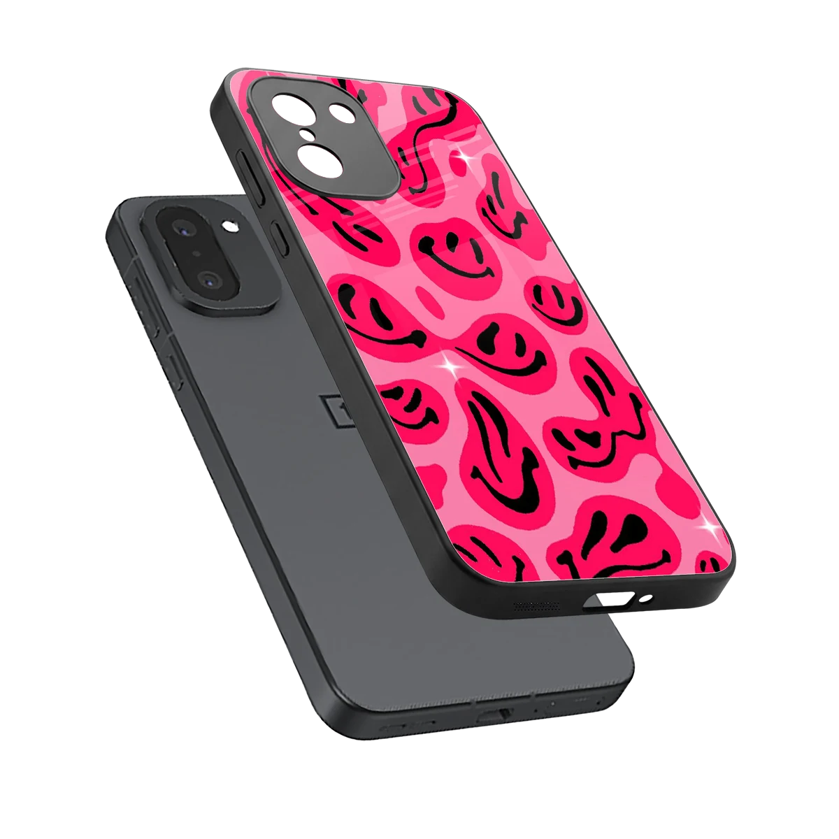 Acid Smiles Pink sleek oneplus 15r cover with tempered glass back and TPU edges