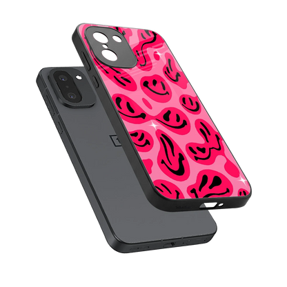Acid Smiles Pink sleek oneplus 15r cover with tempered glass back and TPU edges