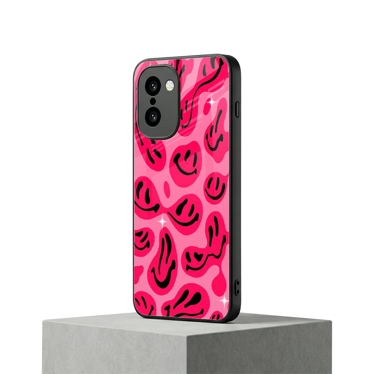 Acid Smiles Pink oneplus 15r mobile cover | shockproof glass phone case