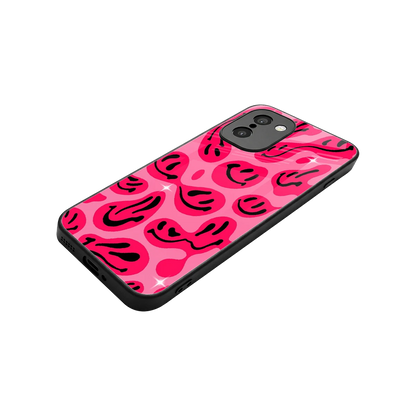 Acid Smiles Pink stylish phone case for oneplus 15r | glossy glass and slim fit