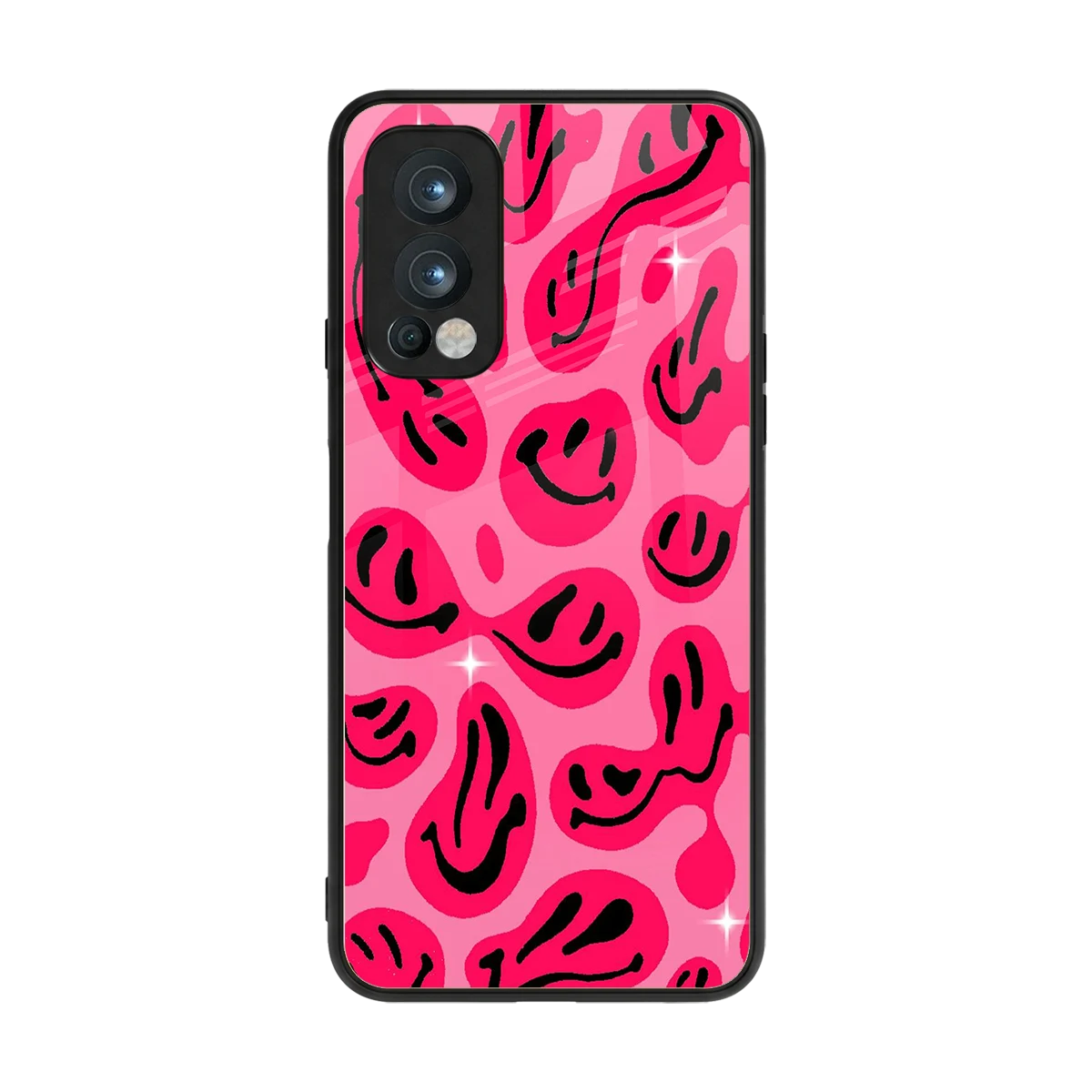 Acid Smiles Pink back phone cover | glass case for oneplus nord 2