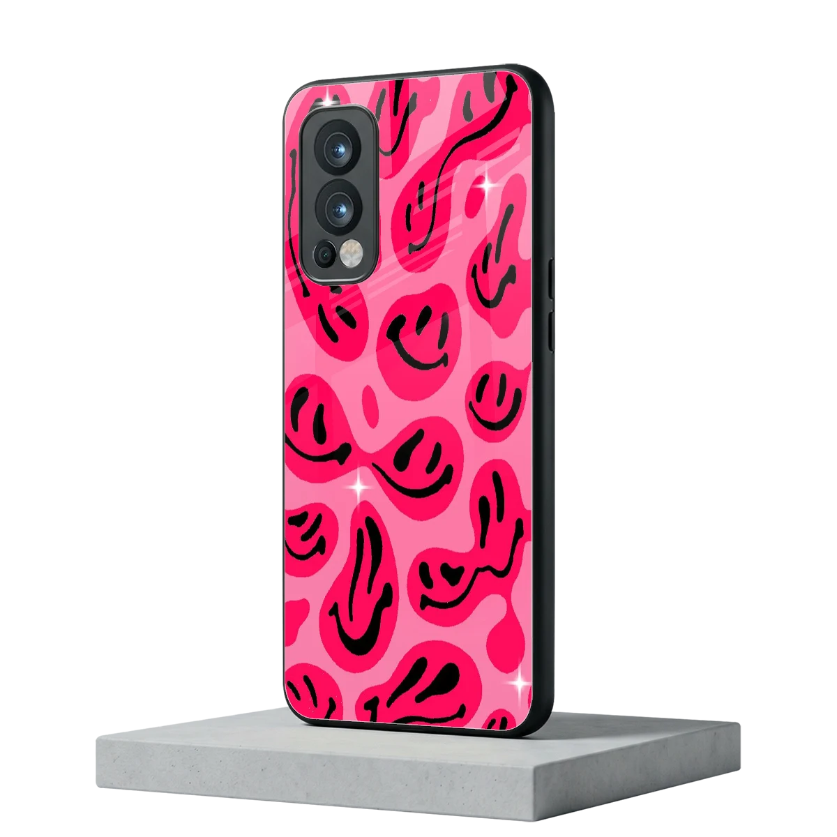 Acid Smiles Pink oneplus nord 2 mobile cover | shockproof glass phone case