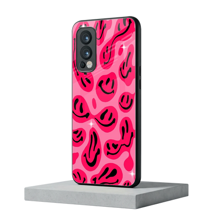 Acid Smiles Pink oneplus nord 2 mobile cover | shockproof glass phone case