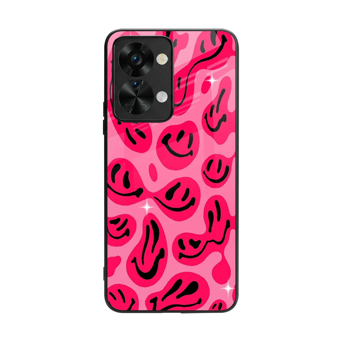 Acid Smiles Pink back phone cover | glass case for oneplus nord 2t