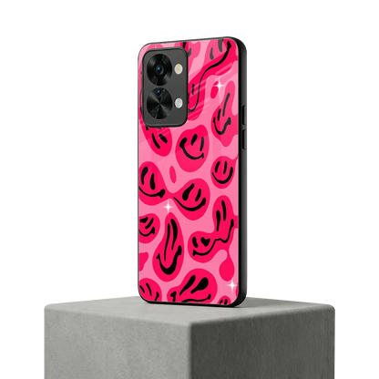 Acid Smiles Pink oneplus nord 2t mobile cover | shockproof glass phone case