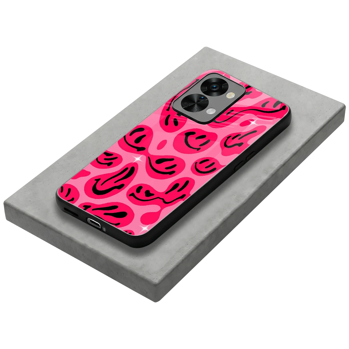 Acid Smiles Pink stylish phone case for oneplus nord 2t | glossy glass and slim fit