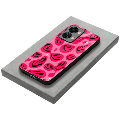 Acid Smiles Pink stylish phone case for oneplus nord 2t | glossy glass and slim fit