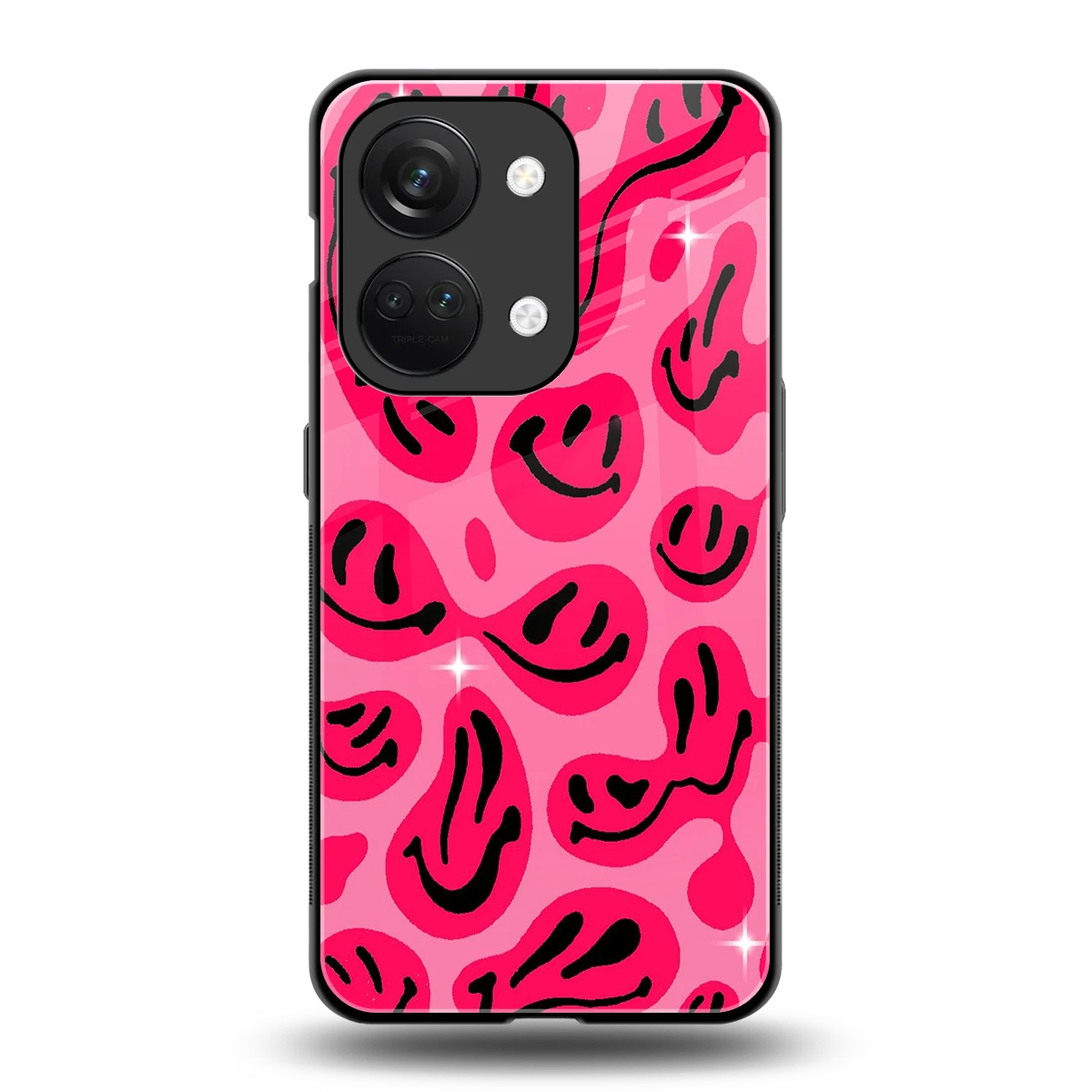 Acid Smiles Pink back phone cover | glass case for oneplus nord 3