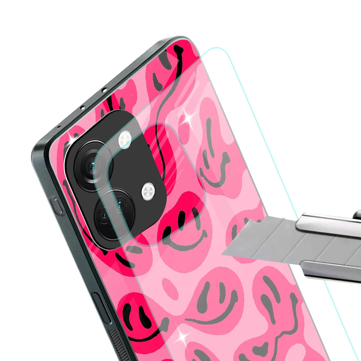 Acid Smiles Pink stylish phone case for oneplus nord 3 | glossy glass and slim fit