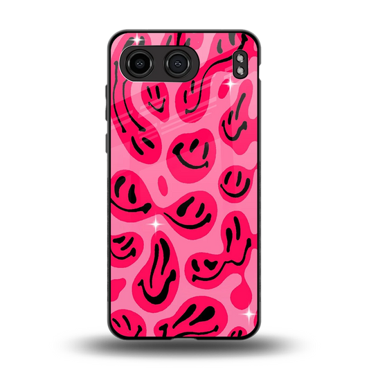Acid Smiles Pink back phone cover | glass case for oneplus nord 4