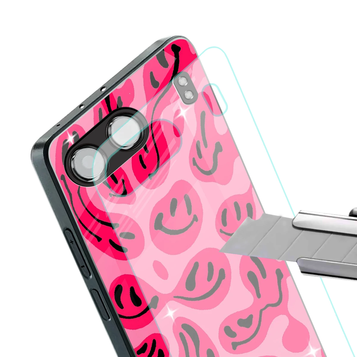 Acid Smiles Pink stylish phone case for oneplus nord 4 | glossy glass and slim fit