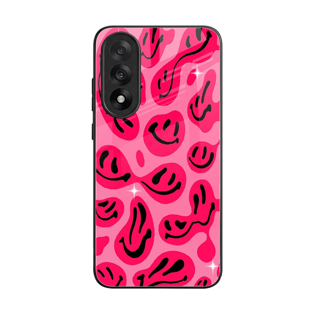 Acid Smiles Pink back phone cover | glass case for oneplus nord 5