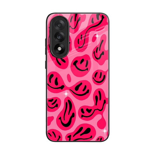 Acid Smiles Pink back phone cover | glass case for oneplus nord 5