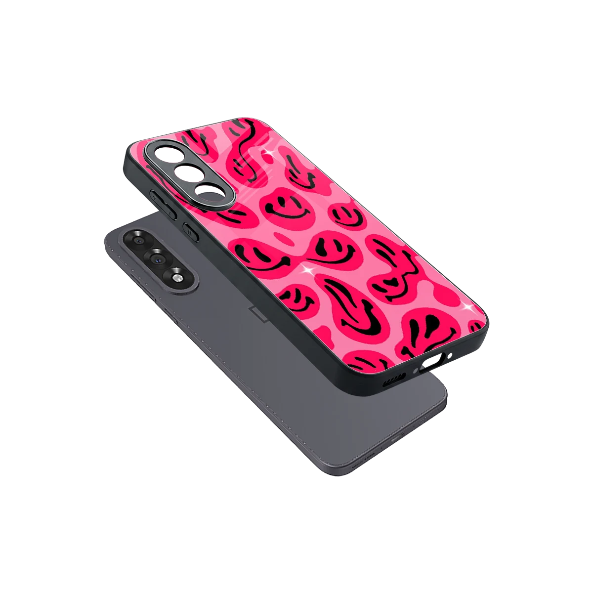Acid Smiles Pink sleek oneplus nord 5 cover with tempered glass back and TPU edges