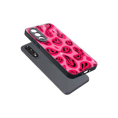 Acid Smiles Pink sleek oneplus nord 5 cover with tempered glass back and TPU edges