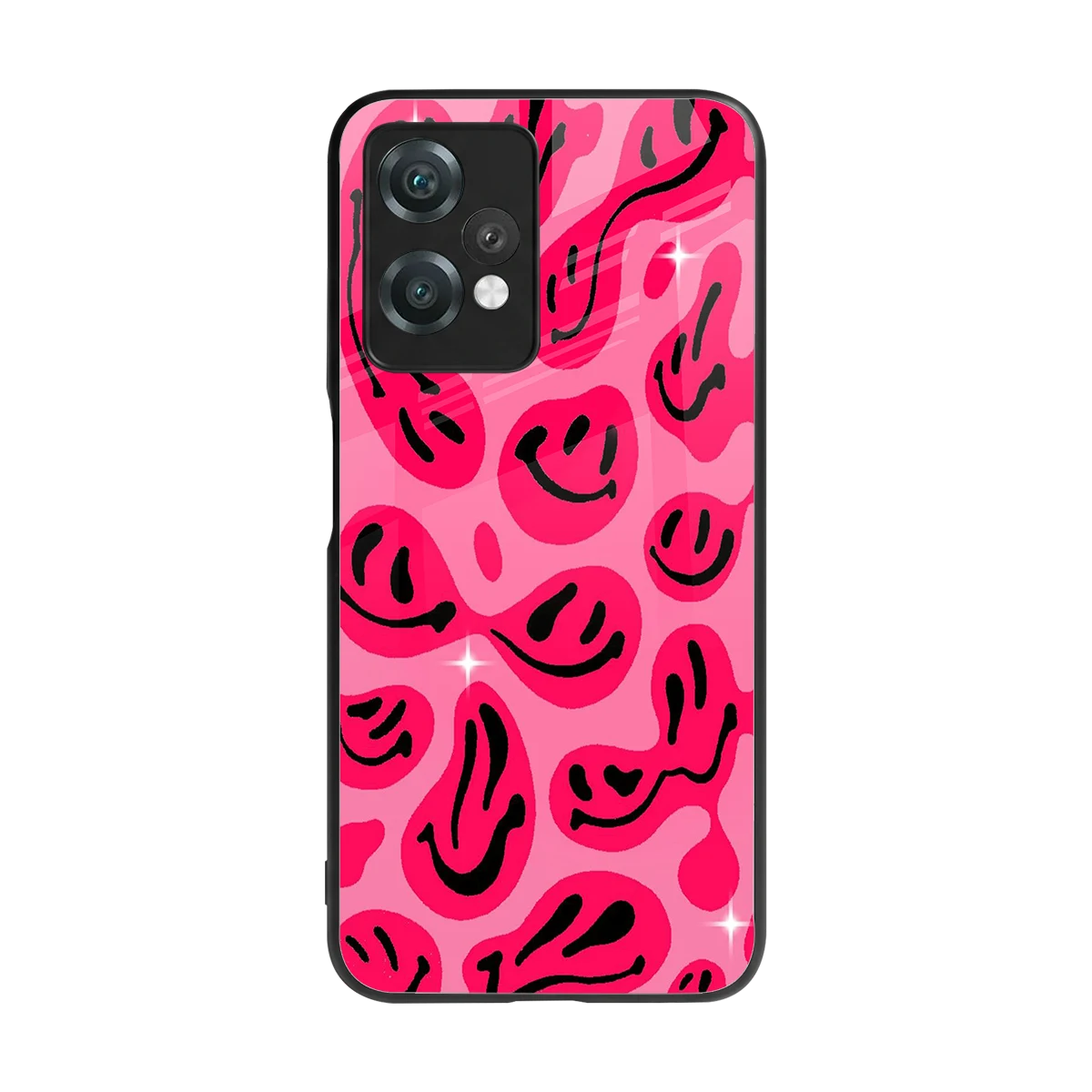 Acid Smiles Pink back phone cover | glass case for oneplus nord ce 2 lite