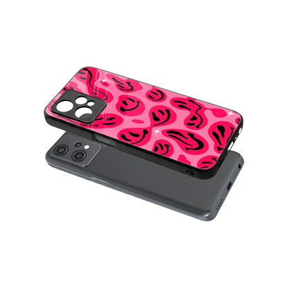 Acid Smiles Pink sleek oneplus nord ce 2 lite cover with tempered glass back and TPU edges