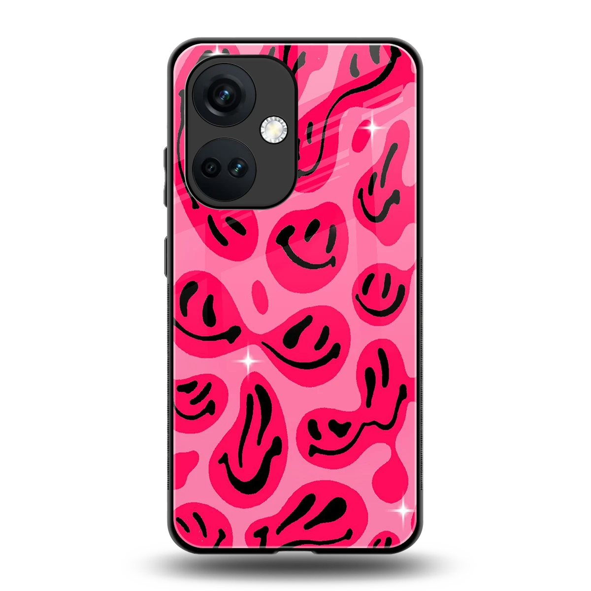Acid Smiles Pink back phone cover | glass case for oneplus nord ce 3