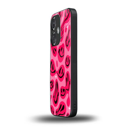 Acid Smiles Pink oneplus nord ce 3 mobile cover | shockproof glass phone case