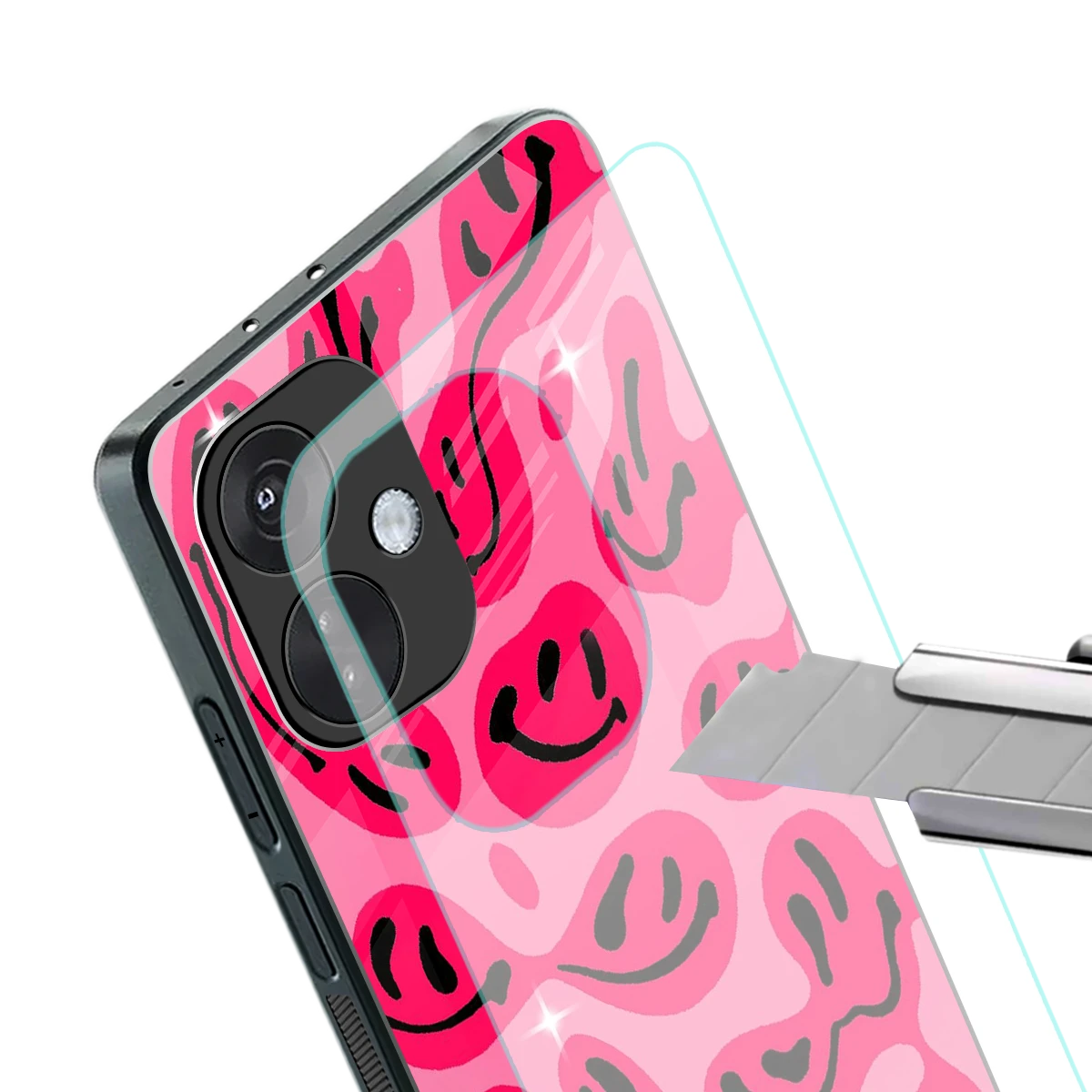 Acid Smiles Pink stylish phone case for oneplus nord ce 3 | glossy glass and slim fit