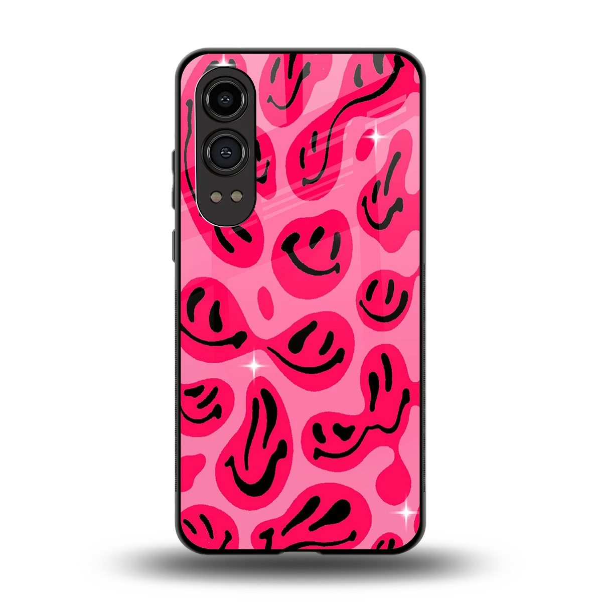 Acid Smiles Pink back phone cover | glass case for oneplus nord ce 4 lite