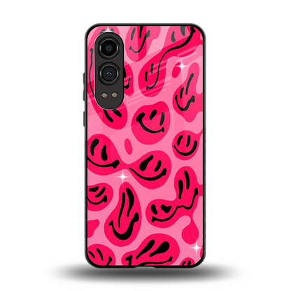 Acid Smiles Pink back phone cover | glass case for oneplus nord ce 4 lite