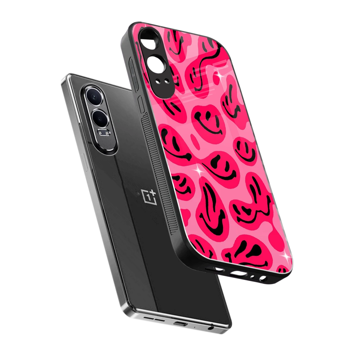 Acid Smiles Pink sleek oneplus nord ce 4 lite cover with tempered glass back and TPU edges