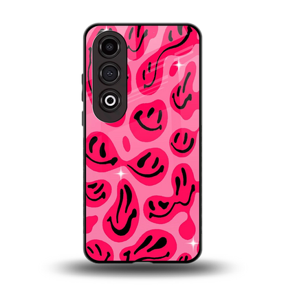 Acid Smiles Pink back phone cover | glass case for oneplus nord ce 4
