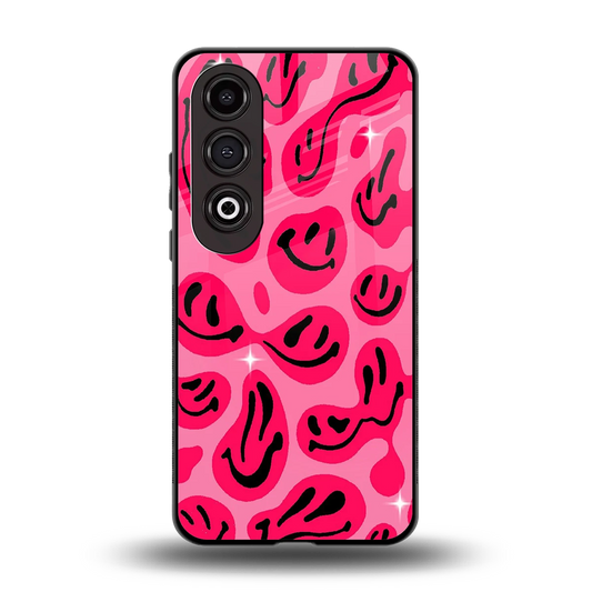 Acid Smiles Pink back phone cover | glass case for oneplus nord ce 4