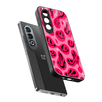 Acid Smiles Pink sleek oneplus nord ce 4 cover with tempered glass back and TPU edges